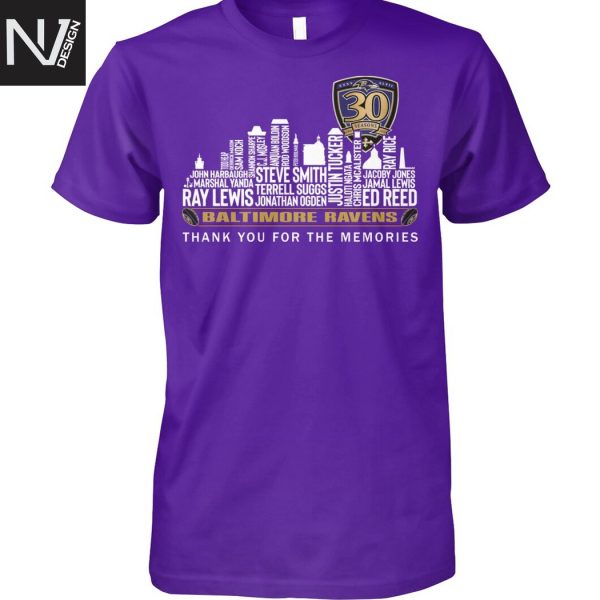 Baltimore Ravens 30 Seasons Thank You For The Memories Unisex T-Shirt