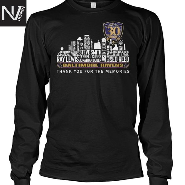 Baltimore Ravens 30 Seasons Thank You For The Memories Unisex T-Shirt