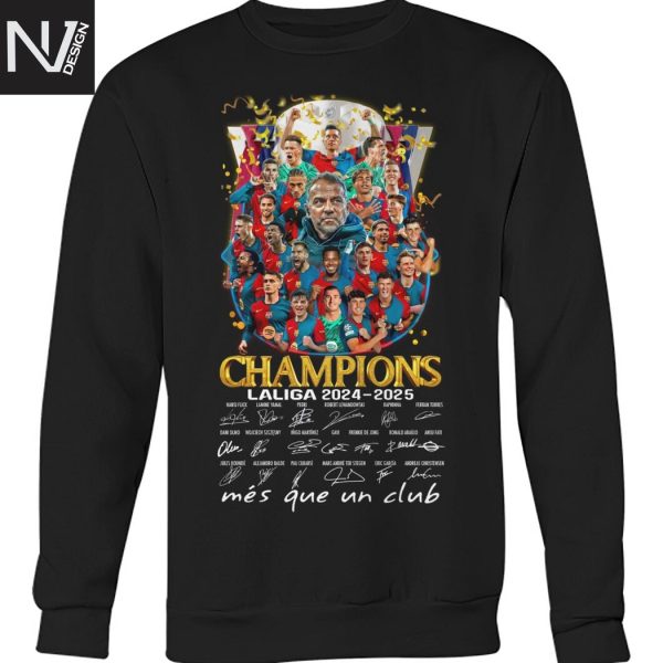 Barcelona Champions Laliga 2024-2025 Signature Mes Que Un Club Unisex T-Shirt