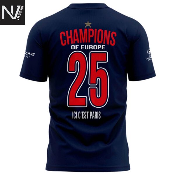 Champions Of Europe 2025 Paris Saint-Germain 3D T-Shirt