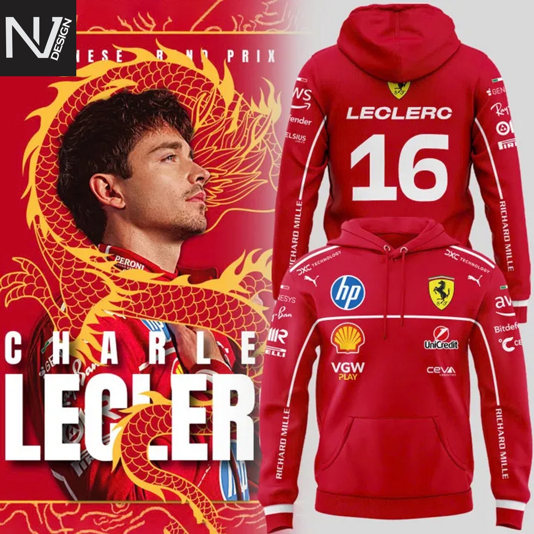 Charles Leclerc F1 Red Hoodie Charles Leclerc F1 Red Hoodie