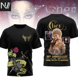Cher 60th Anniversary 1965-2025 Thank You For The Memories 3D T-Shirt