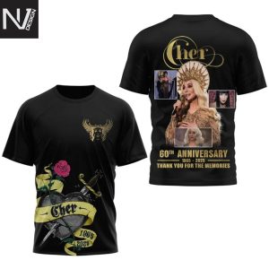 Cher 60th Anniversary 1965-2025 Thank You For The Memories 3D T-Shirt