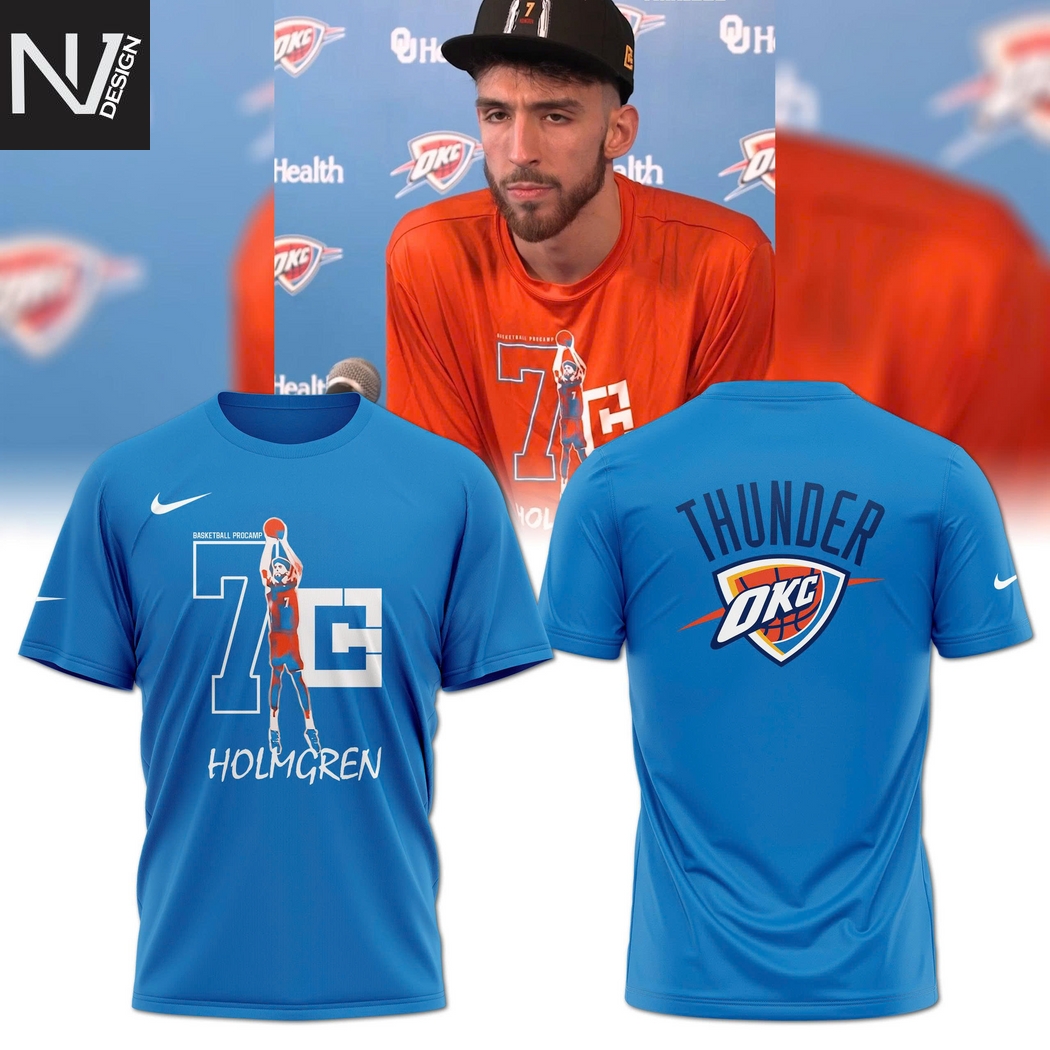 Chet Holmgren 7C Oklahoma City Thunder 3D T-Shirt - Blue Chet Holmgren 7C Oklahoma City Thunder 3D T-Shirt - Blue