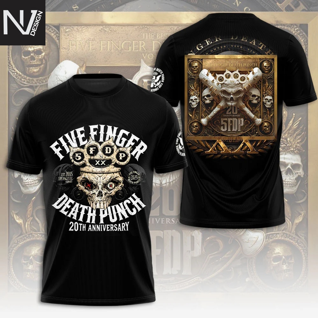 Five Finger Death Punch 20th Anniversary 3D T-Shirt Five Finger Death Punch 20th Anniversary 3D T-Shirt