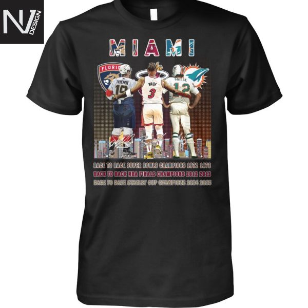 Florida Panthers x Miami Heat x Miami Dolphins Signature Unisex T-Shirt
