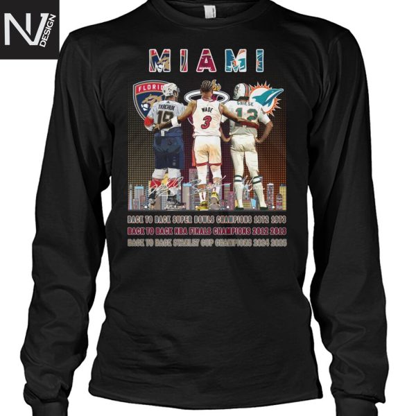 Florida Panthers x Miami Heat x Miami Dolphins Signature Unisex T-Shirt