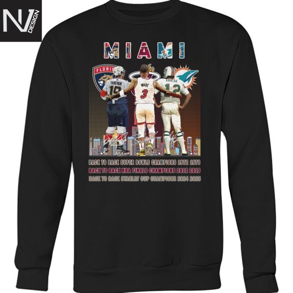 Florida Panthers x Miami Heat x Miami Dolphins Signature Unisex T-Shirt