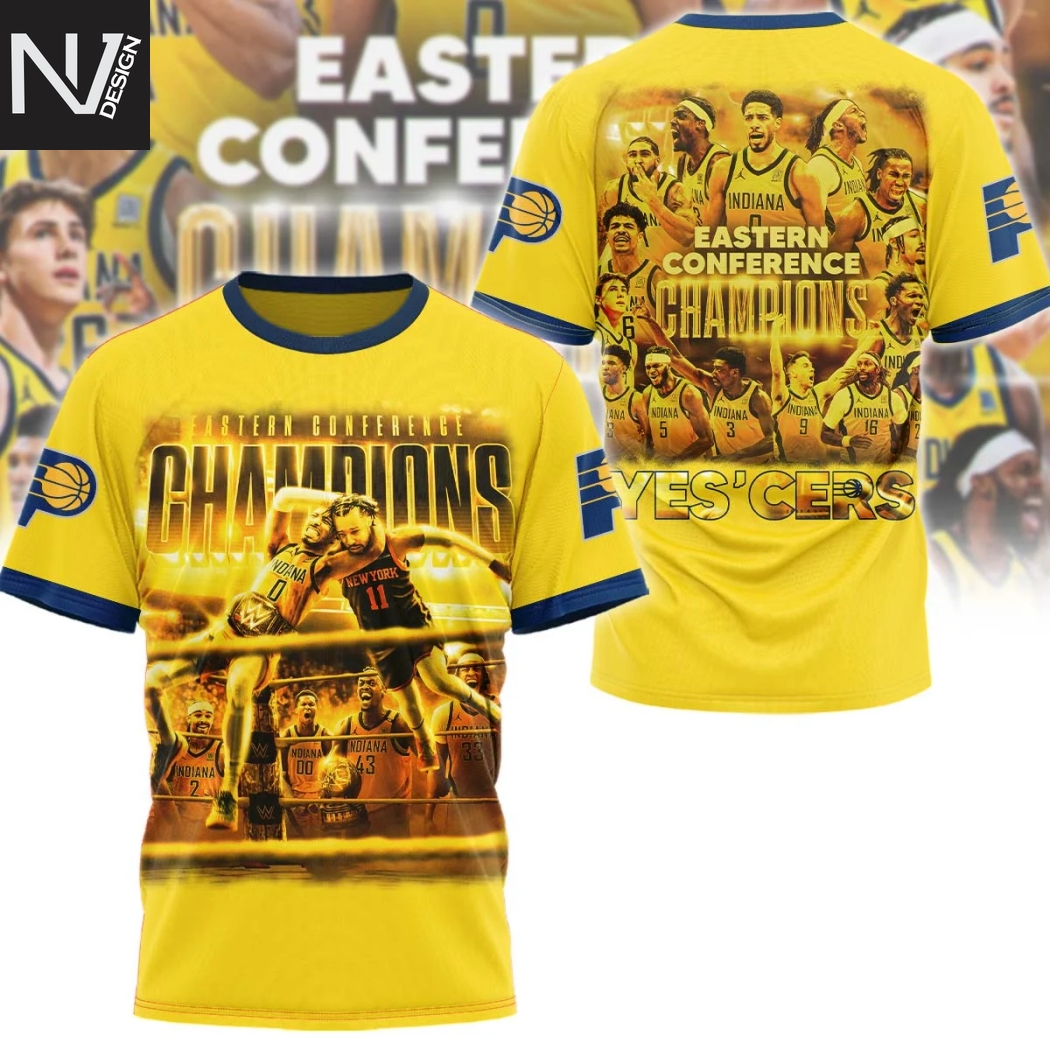 Indiana Pacers Eastern Conference Champions Yes Cers 3D T-Shirt Indiana Pacers Eastern Conference Champions Yes Cers 3D T-Shirt