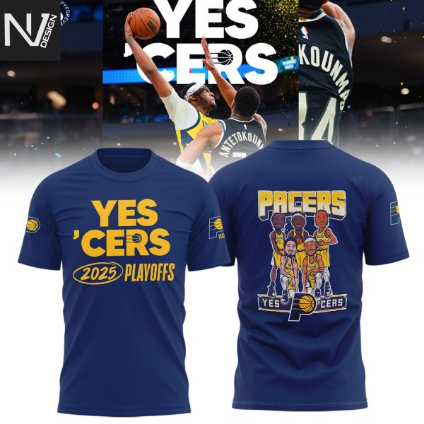 Indiana Pacers Yes Cers 2025 Playoffs 3D T-Shirt – Blue