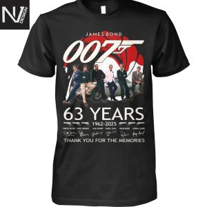 James Bond 007 63 Years 1962-2025 Signature Thank You For The Memories Unisex T-Shirt