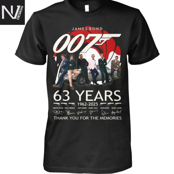 James Bond 007 63 Years 1962-2025 Signature Thank You For The Memories Unisex T-Shirt
