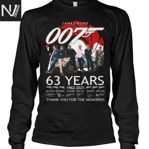 James Bond 007 63 Years 1962-2025 Signature Thank You For The Memories Unisex T-Shirt
