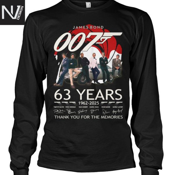 James Bond 007 63 Years 1962-2025 Signature Thank You For The Memories Unisex T-Shirt