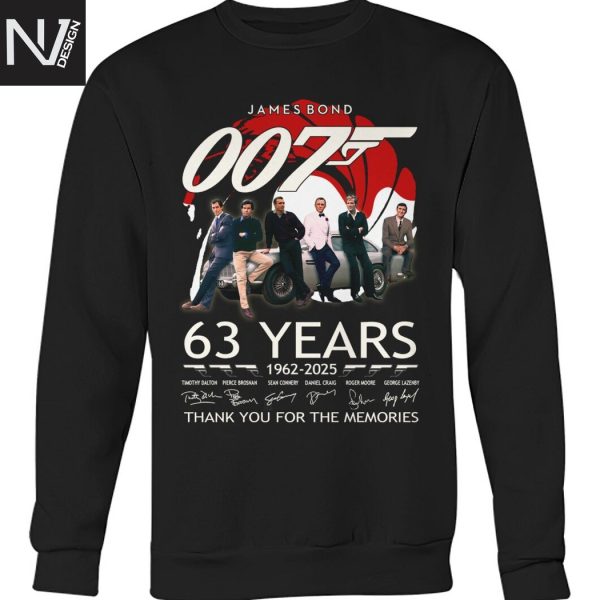 James Bond 007 63 Years 1962-2025 Signature Thank You For The Memories Unisex T-Shirt