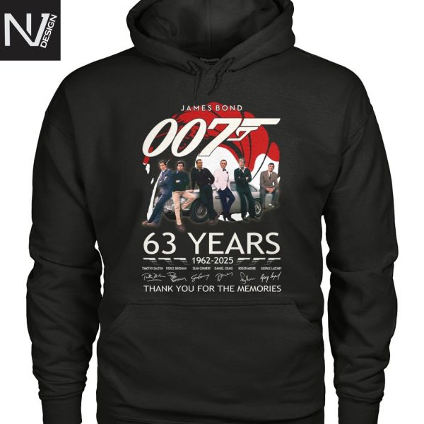 James Bond 007 63 Years 1962-2025 Signature Thank You For The Memories Unisex T-Shirt