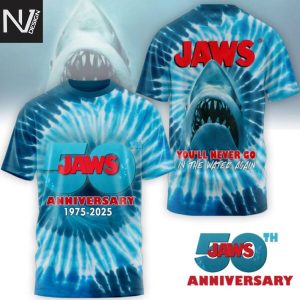 Jaws 50th Anniversary 1975-2025 You ll Never Go In The Water Again 3D T-Shirt