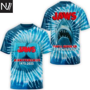 Jaws 50th Anniversary 1975-2025 You ll Never Go In The Water Again 3D T-Shirt