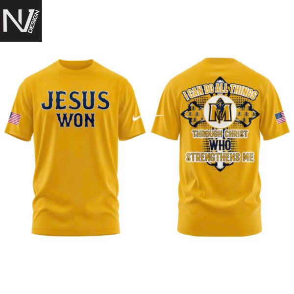 Jesus Won Murray State Racers I Can Do All Things Through Christ Streng Thens Me 3D T-Shirt – Gold