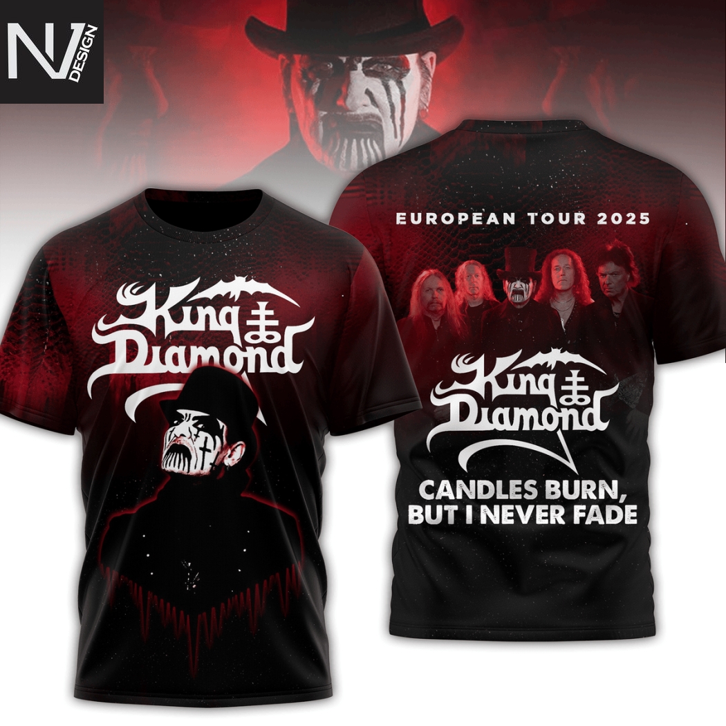 King Diamond European Tour 2025 Candles Burn But I Never Fade 3D T-Shirt King Diamond European Tour 2025 Candles Burn But I Never Fade 3D T-Shirt
