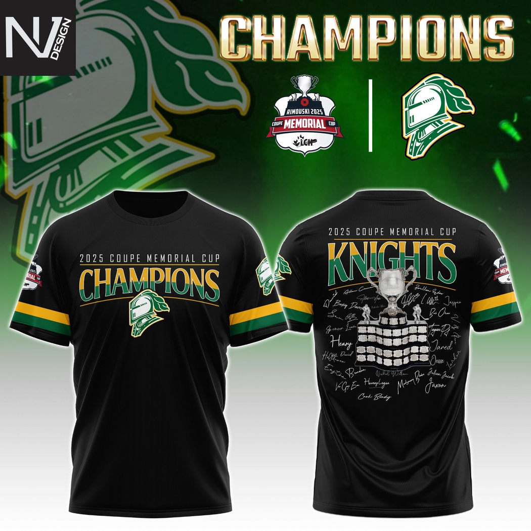 London Knights Coupe Memorial Cup Champions 2025 Signature 3D T-Shirt London Knights Coupe Memorial Cup Champions 2025 Signature 3D T-Shirt