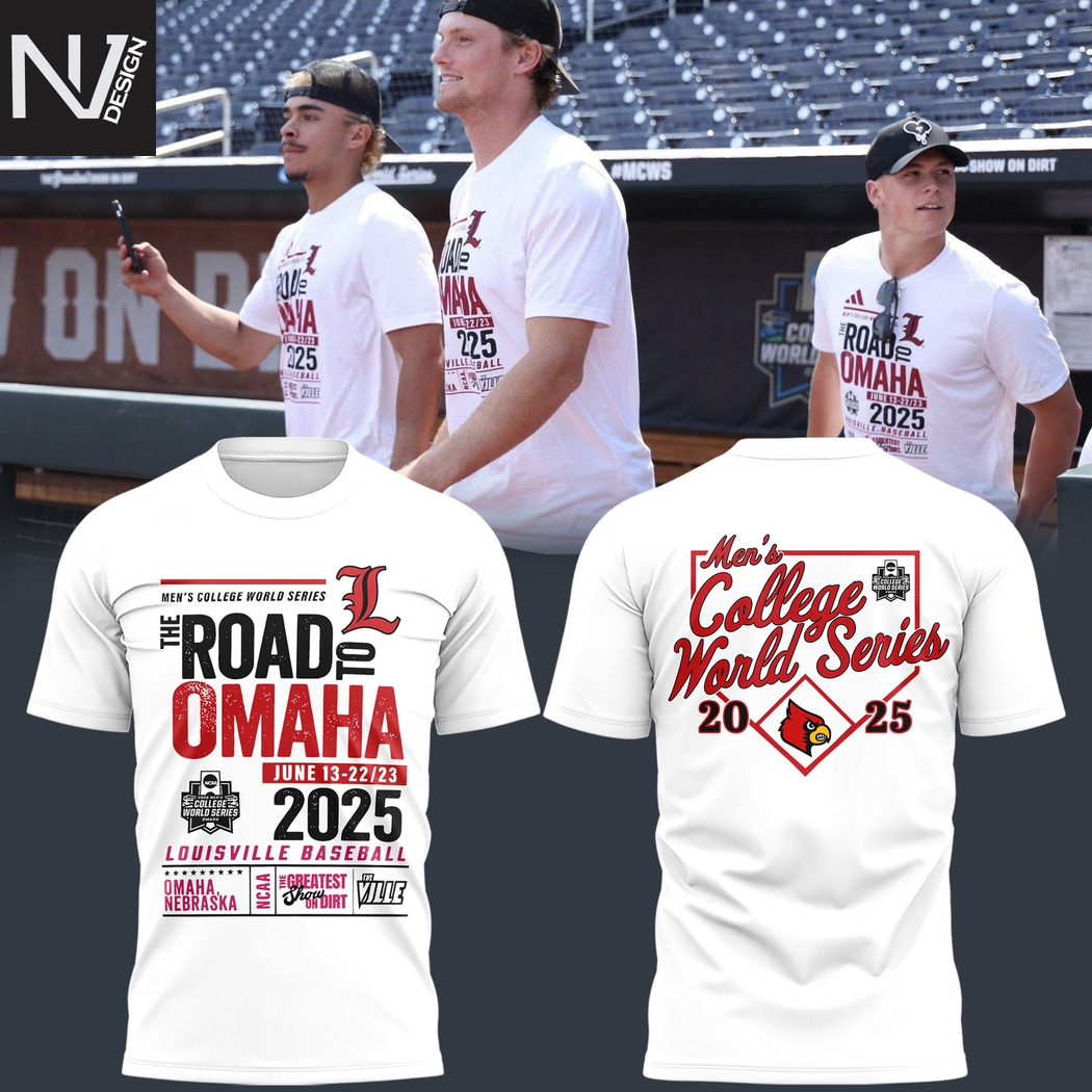 Louisville Cardinals Men College World Series The Road To Omaha 3D T-Shirt - White Louisville Cardinals Men College World Series The Road To Omaha 3D T-Shirt - White