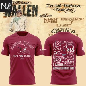Morgan Wallen x Arizona Cardinals Im The Problem Tour 2025 3D T-Shirt