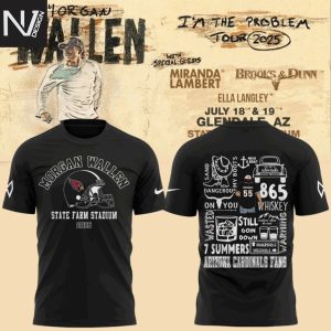 Morgan Wallen x Arizona Cardinals Im The Problem Tour 2025 3D T-Shirt – Black