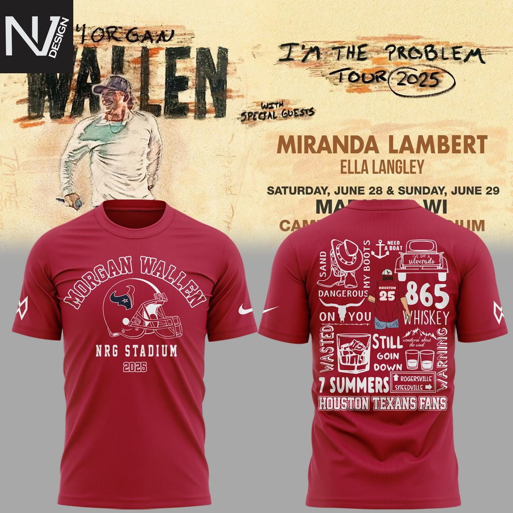 Morgan Wallen x Houston Texans NRG Stadium 2025 Tour 3D T-Shirt Morgan Wallen x Houston Texans NRG Stadium 2025 Tour 3D T-Shirt
