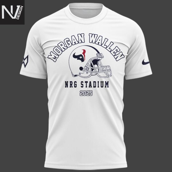 Morgan Wallen x Houston Texans NRG Stadium 2025 Tour 3D T-Shirt – White