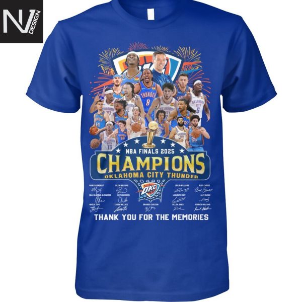 NBA Finals 2025 Champions Oklahoma City Thunder Signature Thank You For The Memories Unisex T-Shirt