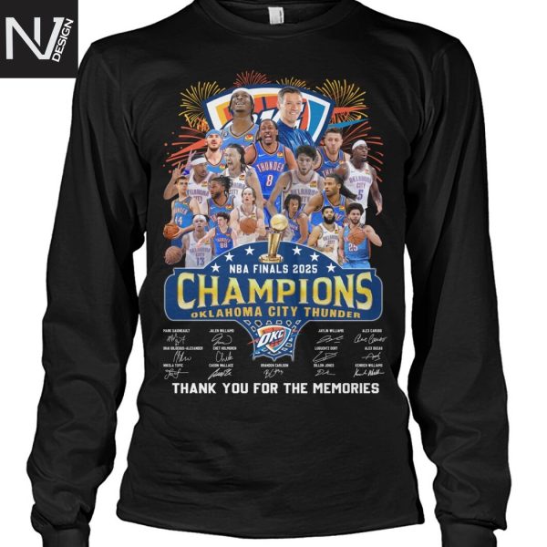 NBA Finals 2025 Champions Oklahoma City Thunder Signature Thank You For The Memories Unisex T-Shirt