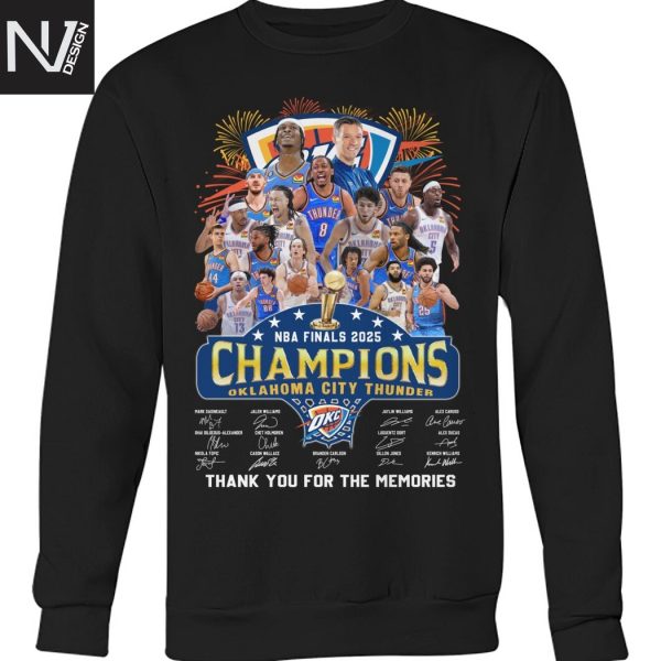 NBA Finals 2025 Champions Oklahoma City Thunder Signature Thank You For The Memories Unisex T-Shirt