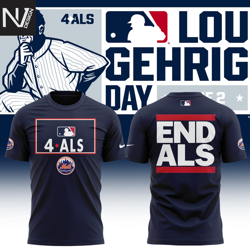 New York Mets 4 ALS Lou Gehrig Day 3D T-Shirt New York Mets 4 ALS Lou Gehrig Day 3D T-Shirt
