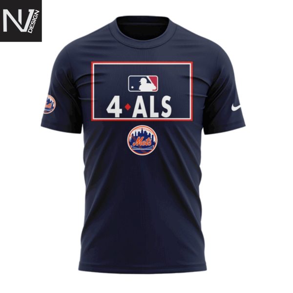 New York Mets 4 ALS Lou Gehrig Day 3D T-Shirt