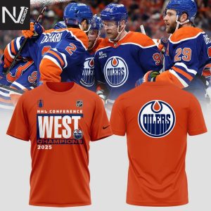 NHL Edmonton Oilers 2025 Western Conference Champions 3D T-Shirt – Orange