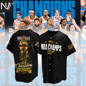 Oklahoma City Thunder 2024-2025 Champions Finals Baseball Jersey – Black
