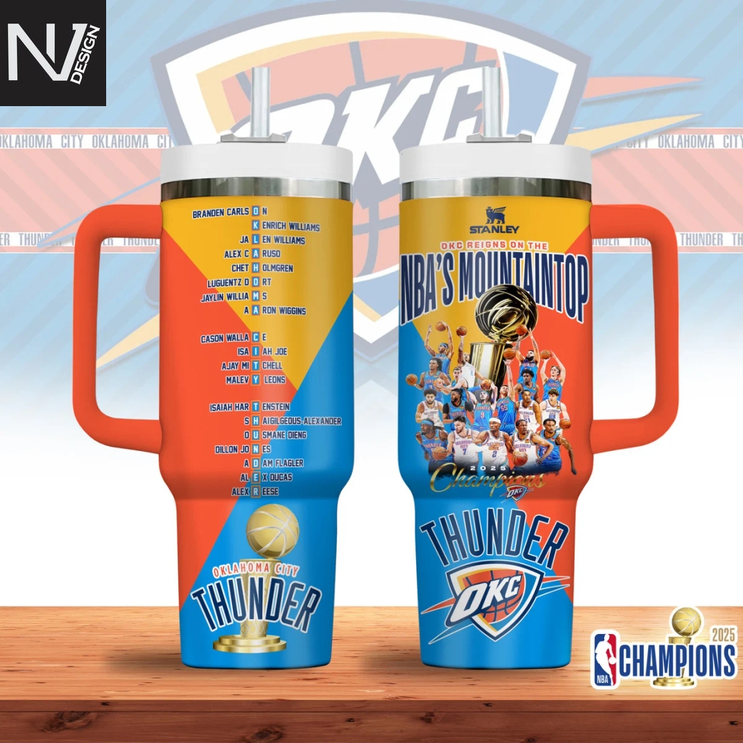 Oklahoma City Thunder 2024-2025 Champions Finals Tumbler With Handle And Straw Oklahoma City Thunder 2024-2025 Champions Finals Tumbler With Handle And Straw