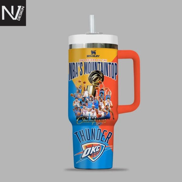 Oklahoma City Thunder 2024-2025 Champions Finals Tumbler With Handle And Straw