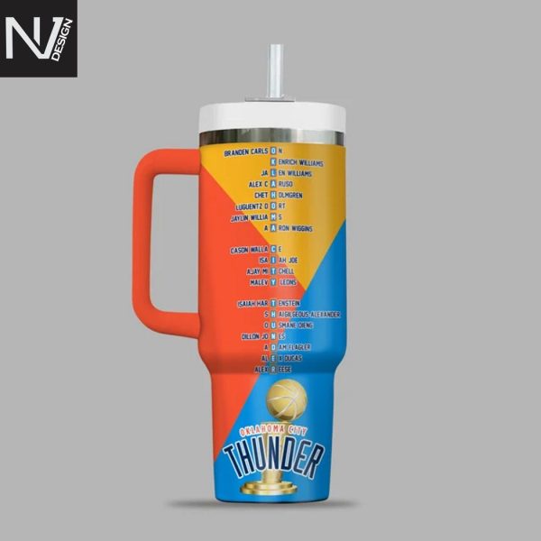 Oklahoma City Thunder 2024-2025 Champions Finals Tumbler With Handle And Straw