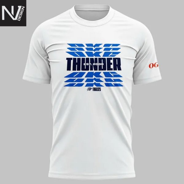 Oklahoma City Thunder 2025 Playoffs 3D T-Shirt – White