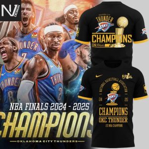 Oklahoma City Thunder 2X Champions 2025 NBA Signature 3D T-Shirt