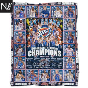 Oklahoma City Thunder Champions 2024 – 2025 Signature Blanket