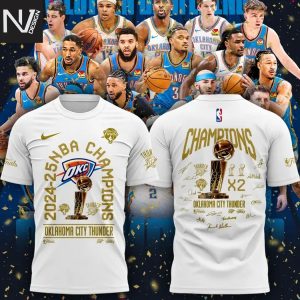 Oklahoma City Thunder Champions 2025 NBA X2 Signature 3D T-Shirt