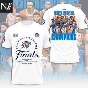 Oklahoma City Thunder Western Conference Champions 2025 3D T-Shirt