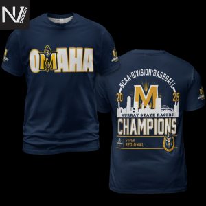 Omaha 2025 Super Regional Champions Murray State Racers 3D T-Shirt