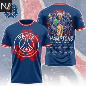 Paris Saint-Germain Champions De France 2025 Signature 3D T-Shirt