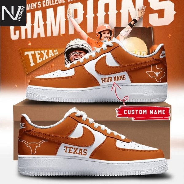 Personalized 2025 NCAA Division Softball National Champions Texas Longhorns Air Force 1 Shoes