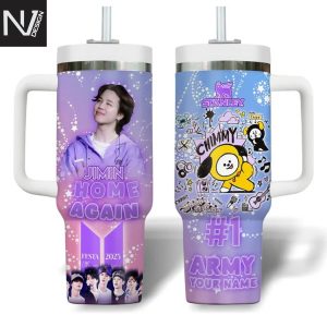 Personalized BTS Jimin Home Again Tumbler With Handle And Straw