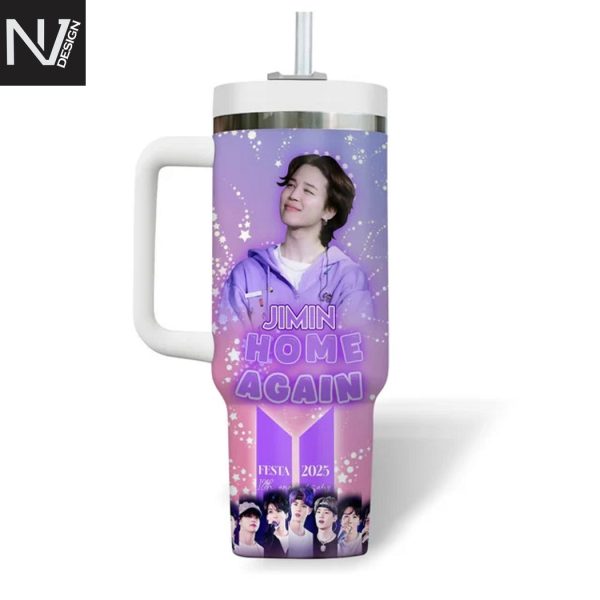 Personalized BTS Jimin Home Again Tumbler With Handle And Straw